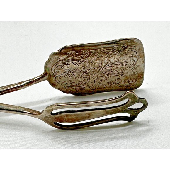 VINTAGE Silver Plate 8" Scissors ServingTongs - Pastry/Salad/Sandwich - Wedding - Picture 7 of 14